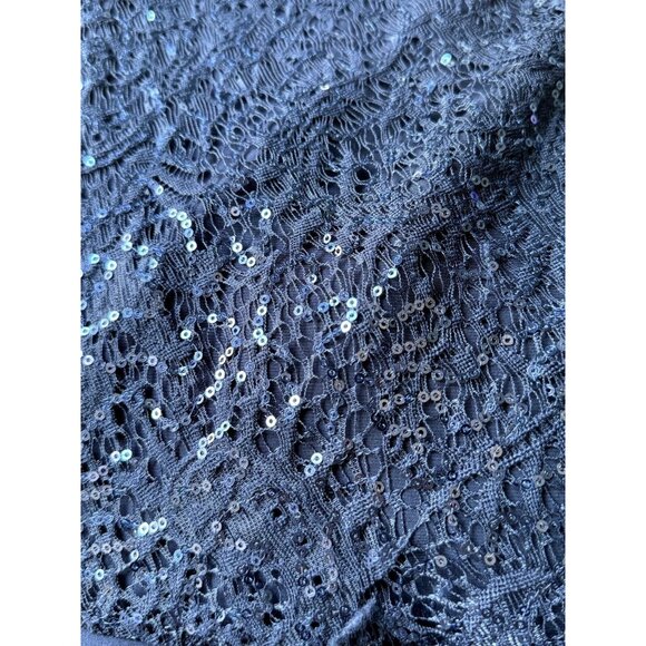 R&M Women’s Sequined Lace Cape Dress Size 16 Blue MOB Evening Holiday Glam - Picture 6 of 11